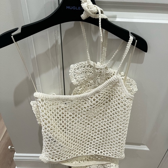 NWT Cult Gaia Nazanin Crochet Halter Top Off White M - Picture 6 of 9